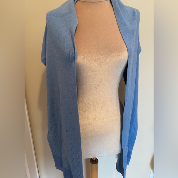 DG 2 by Diane Gilman Light Blue Knit Wrap with Sequins - Picture 5 of 6